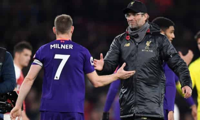 James Milner blasted Liverpool team-mates during Arsenal draw, says Klopp