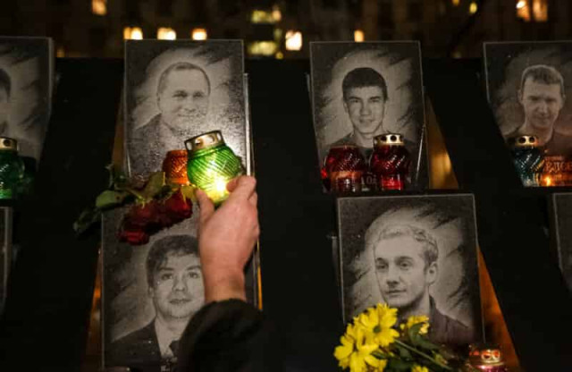 Poroshenko, Tusk honor memory of Heavenly Hundred Heroes in Kyiv
