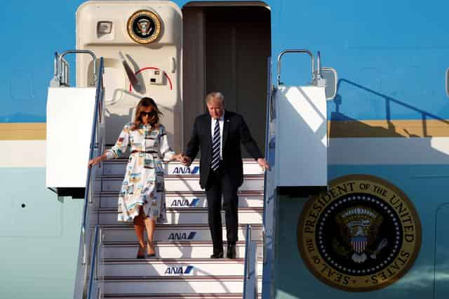 Trump arrives in Japan for ceremonial visit as trade tensions loom